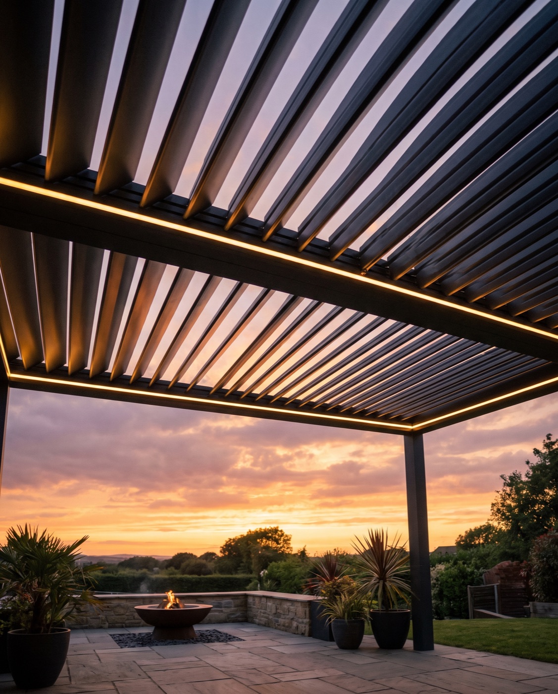 Beschattete Terrasse mit Unterkonstruktion